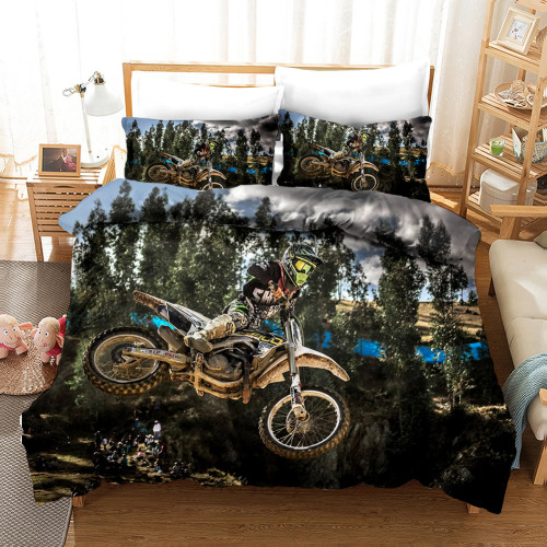 3D Cool Motorcycle Desert Cross Country Bedding Set