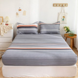 Home Cotton Pocket Stripes Plaids Bedding Fitted Sheet With Pillowcases