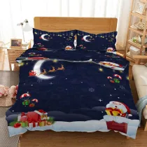 Santa Claus Elk Sleigh Bedding Full Twin Queen King Quilt Duvet Covers Sets