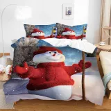 Cute Snowman Bedding Full Twin Queen King Quilt Duvet Covers Sets
