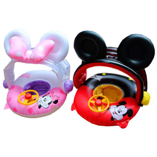 Toddler Kids Mickey Minnie Mouse Inflatable Sitting Swimming Circle With Sunshade