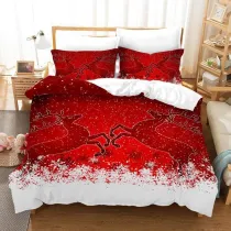 Two Elk Snowflakes Bedding Full Twin Queen King Quilt Duvet Covers Sets