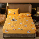 Bedding Diagonal Plaids Cartoon Printing Pattern WaterProof Fitted Sheet With Pillowcases