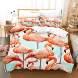 Fashion Stripe Flamingo Cartoon Printing Bedding Set