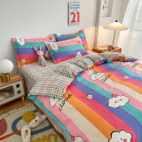 4PCS Cover Set Rainbow Pattern Printed Bedding For Girls