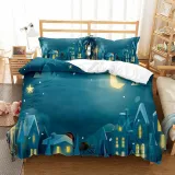 Christmas Theme Print Bedding Full Twin Queen King Quilt Duvet Covers Sets