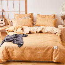 Macaroon Color Simple Solid Color Thickening Wool Bedding Set