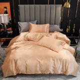 4PCS Bedding Pure Color Silk Cloth Antislip Sheet With Pillowcases