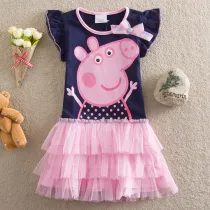 Toddler Girls Purple Pink Ruffles Sleeves Tutu Dress