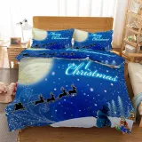 Merry Christmas Santa Claus Elk Sleigh Bedding Full Twin Queen King Quilt Duvet Covers Sets