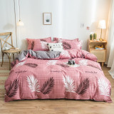 Pink White Cotton Flower Printed Bedding Covers Sets