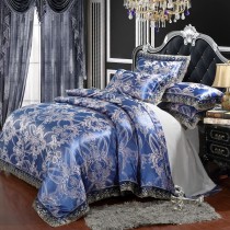 Jacquard Natural Luxury Fabric Silk Bedding Cotton Duvet Cover Set