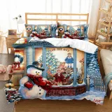 Cute Snowman Bedding Full Twin Queen King Quilt Duvet Covers Sets
