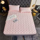 Bedding Pure Color Quilted Antislip Comfortable Fitted Sheet With Pillowcases