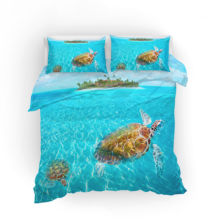 Sea World Jellyfish Turtle Romantic Bedding Set