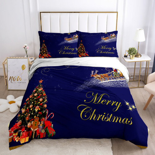 Merry Christmas Theme Printing Bedding Full Twin Queen King Quilt Duvet Covers Sets