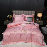 Romantic Jacquard Luxury Fabric Silk Beddin Duvet Cover Set