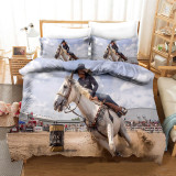 3D Cowboy Horse Riding Scene Cool Bedding Set