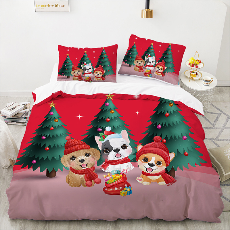Cartoon Animal Dog Fox Christmas Theme Bedding Full Twin Queen King Quilt Duvet Covers Sets