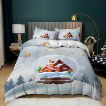 Printed Crystal Ball Santa Claus Snowman Merry Christmas Bedding Full Twin Queen King Quilt Duvet Covers Sets