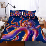 Watercolor Octopus Cartoon Abstract Bedding Set