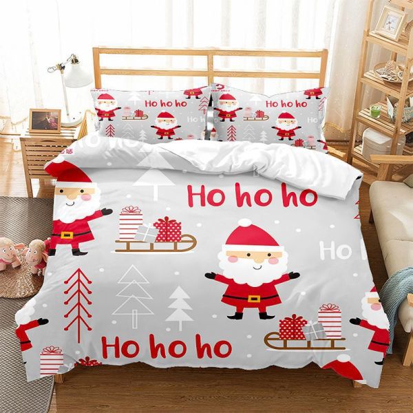 HOHOHO Cartoon Printing Santa Claus Bedding Full Twin Queen King Quilt Duvet Covers Sets