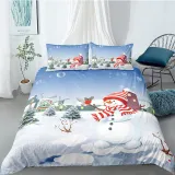 Cute Snowman Cedar House Bedding Full Twin Queen King Quilt Duvet Covers Sets