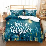 Merry Christmas Snowflake House Bedding Full Twin Queen King Quilt Duvet Covers Sets