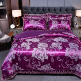 Luxury Elegant Flower Silk Bedding Set