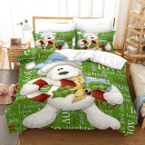 Lovely Scarf Bear Snowflake Bedding Full Twin Queen King Quilt Duvet Covers Sets