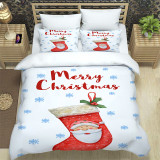 Christmas Socks Snowflakes Santa Claus Bedding Full Twin Queen King Quilt Duvet Covers Sets