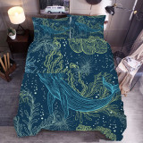 Cartoon Sea Animal Printed Cotton Bedding Set