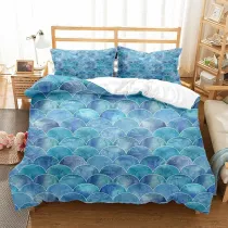 3D Colorful Large Fish Scale Cover Bedding Set