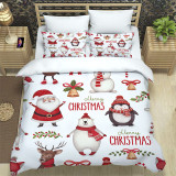 Cartoon Santa Claus Snowman Deer Penguin Merry Christmas Bedding Full Twin Queen King Quilt Duvet Covers Sets