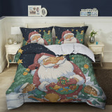 Santa Claus Christmas Tree Printing Bedding Full Twin Queen King Quilt Duvet Covers Sets