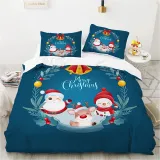 Cartoon Santa Claus Deer Snowman Merry Christmas Bedding Full Twin Queen King Quilt Duvet Covers Sets