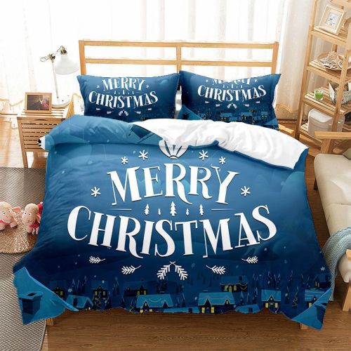 Merry Christmas Snowflake House Bedding Full Twin Queen King Quilt Duvet Covers Sets