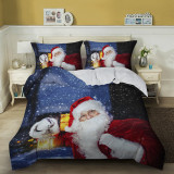 Santa Claus Snowflake Gift Bedding Full Twin Queen King Quilt Duvet Covers Sets