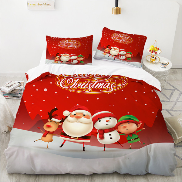 Cartoon Santa Claus Deer Snowman Merry Christmas Bedding Full Twin Queen King Quilt Duvet Covers Sets