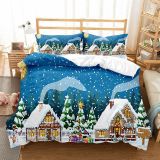 Christmas Tree Snowman House Bedding Full Twin Queen King Quilt Duvet Covers Sets