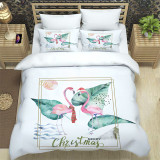 Christmas Gifts Flamingo Merry Christmas Bedding Full Twin Queen King Quilt Duvet Covers Sets