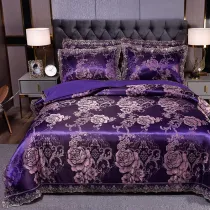 Luxury Elegant Flower Silk Bedding Set