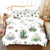 Natural Simple Cactus Print Bedding Set