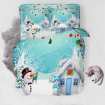 Snowman Christmas Tree Bedding Full Twin Queen King Quilt Duvet Covers Sets