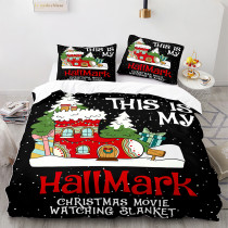 Christmas Theme Snowflake Black Print Bedding Full Twin Queen King Quilt Duvet Covers Sets
