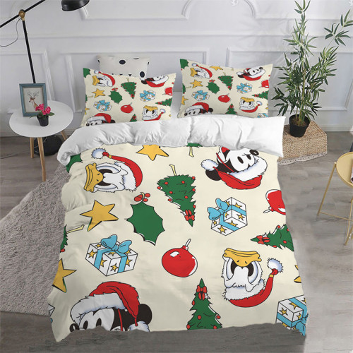 Mickey Donald Duck Christmas Theme Printed Bedding Full Twin Queen King Quilt Duvet Covers Sets