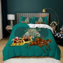 Santa Claus In A Sleigh Merry Christmas Bedding Full Twin Queen King Quilt Duvet Covers Sets