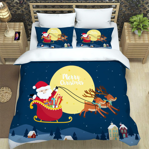 Cartoon Santa Claus Snow Merry Christmas Bedding Full Twin Queen King Quilt Duvet Covers Sets