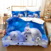 Snowman Small Bell Santa Claus Christmas Tree Bedding Full Twin Queen King Quilt Duvet Covers Sets