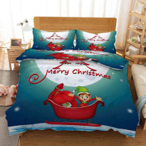 Merry Christmas Snowflake Sleigh Elk Bedding Full Twin Queen King Quilt Duvet Covers Sets